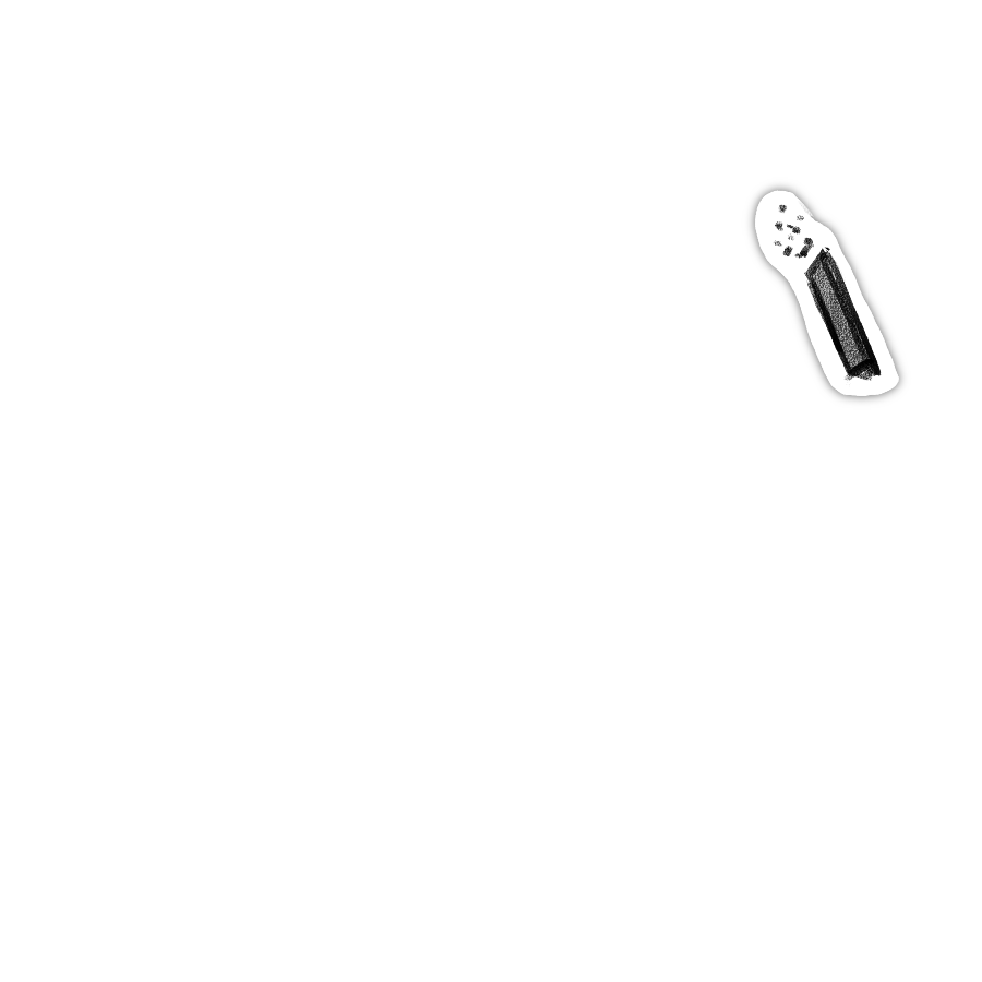 Charcoal stick, sticker doodle with charcoal particle-dust