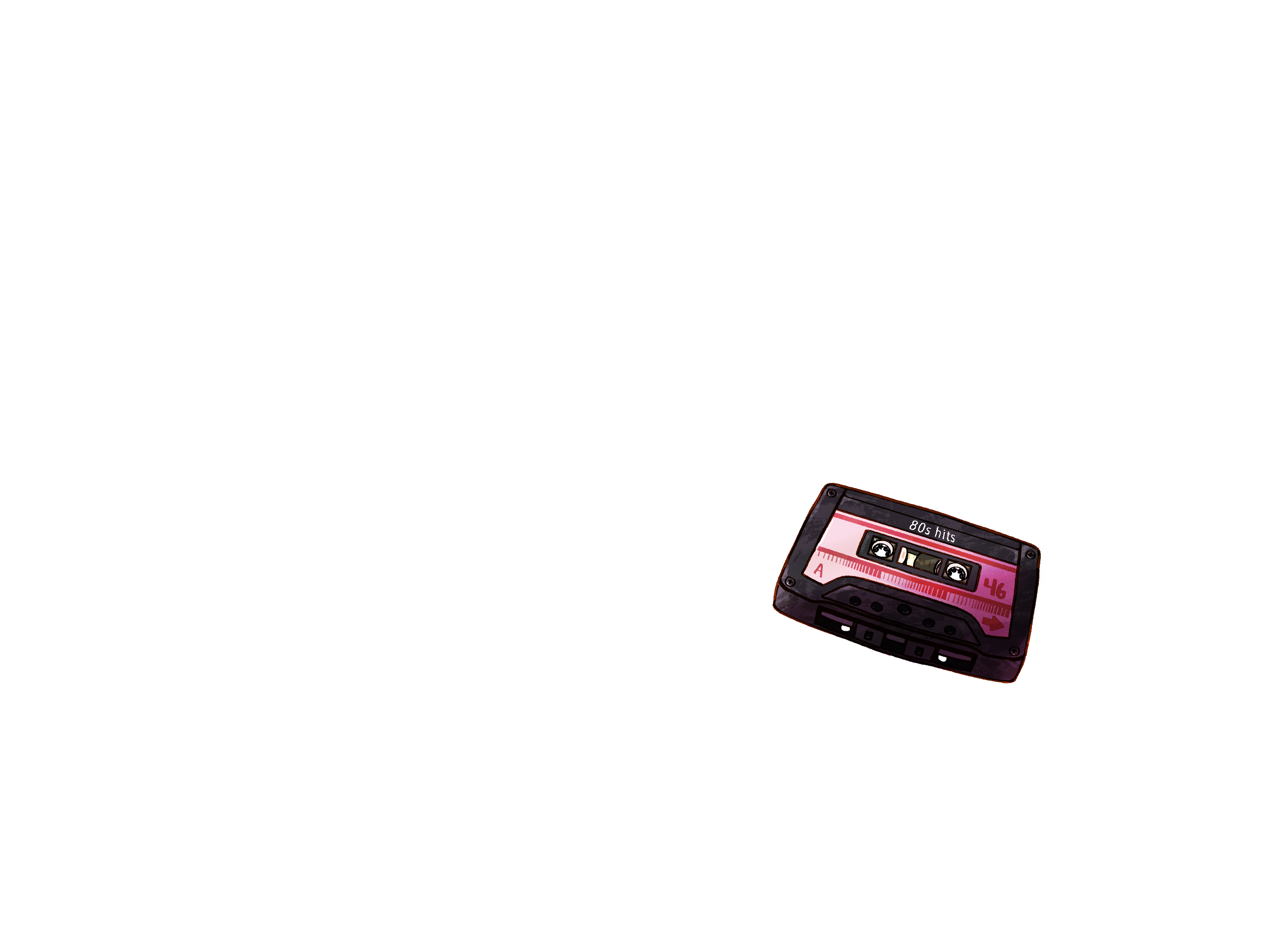 80s cassette tape with 80s hit written on it